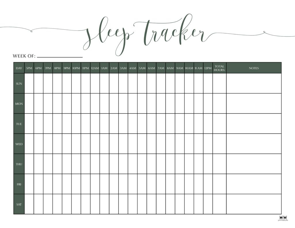 Sleep Trackers - 17 Free Printables | Printabulls pertaining to Sleep Tracker Printable Free Download