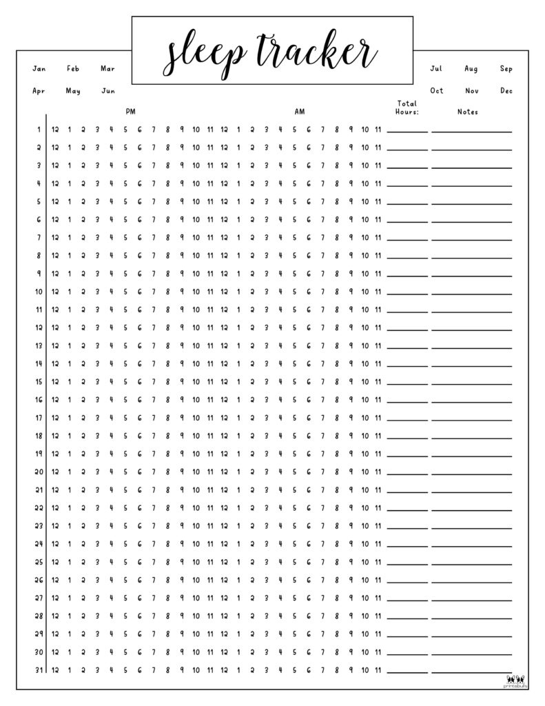 Sleep Trackers - 17 Free Printables | Printabulls with regard to Free Sleep Tracker Printable