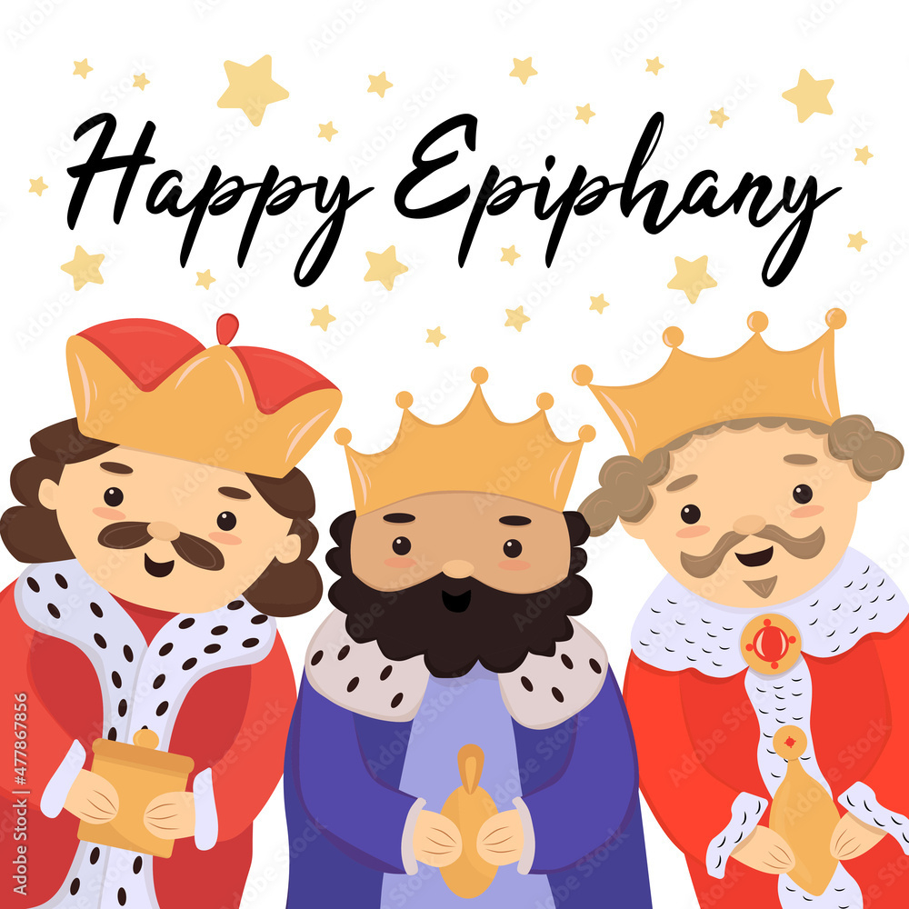 Stock-Vektorgrafik „Cute Greeting Card Happy Epiphany With Three pertaining to Epiphany Cards Printable