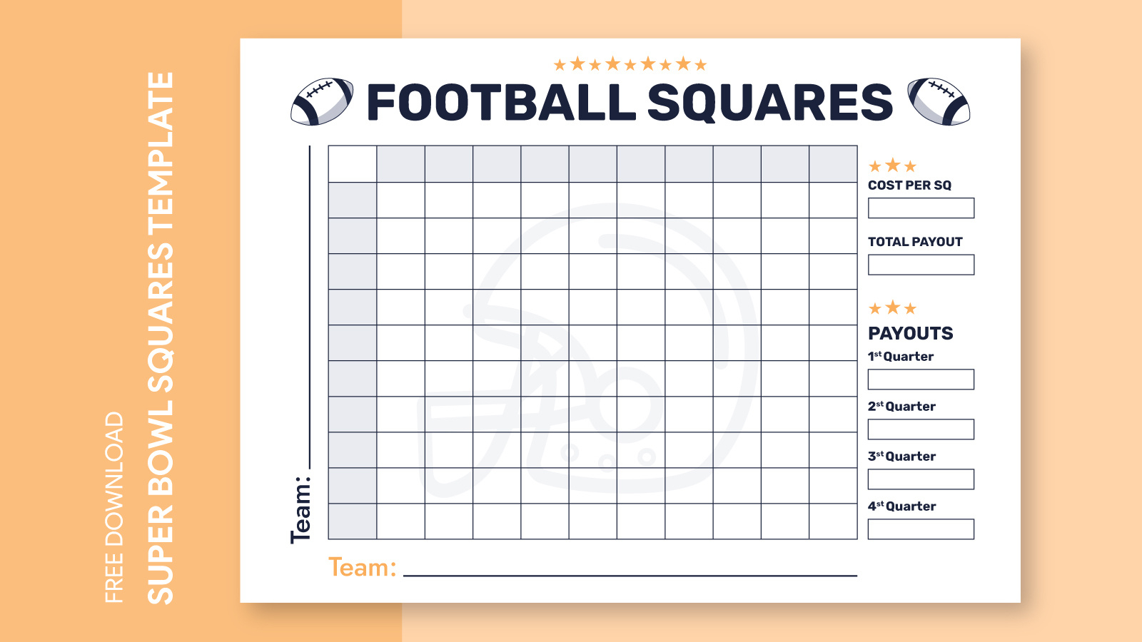 Super Bowl 100 Squares Free Google Docs Template - Gdoc.io for Free Super Bowl Squares Printable
