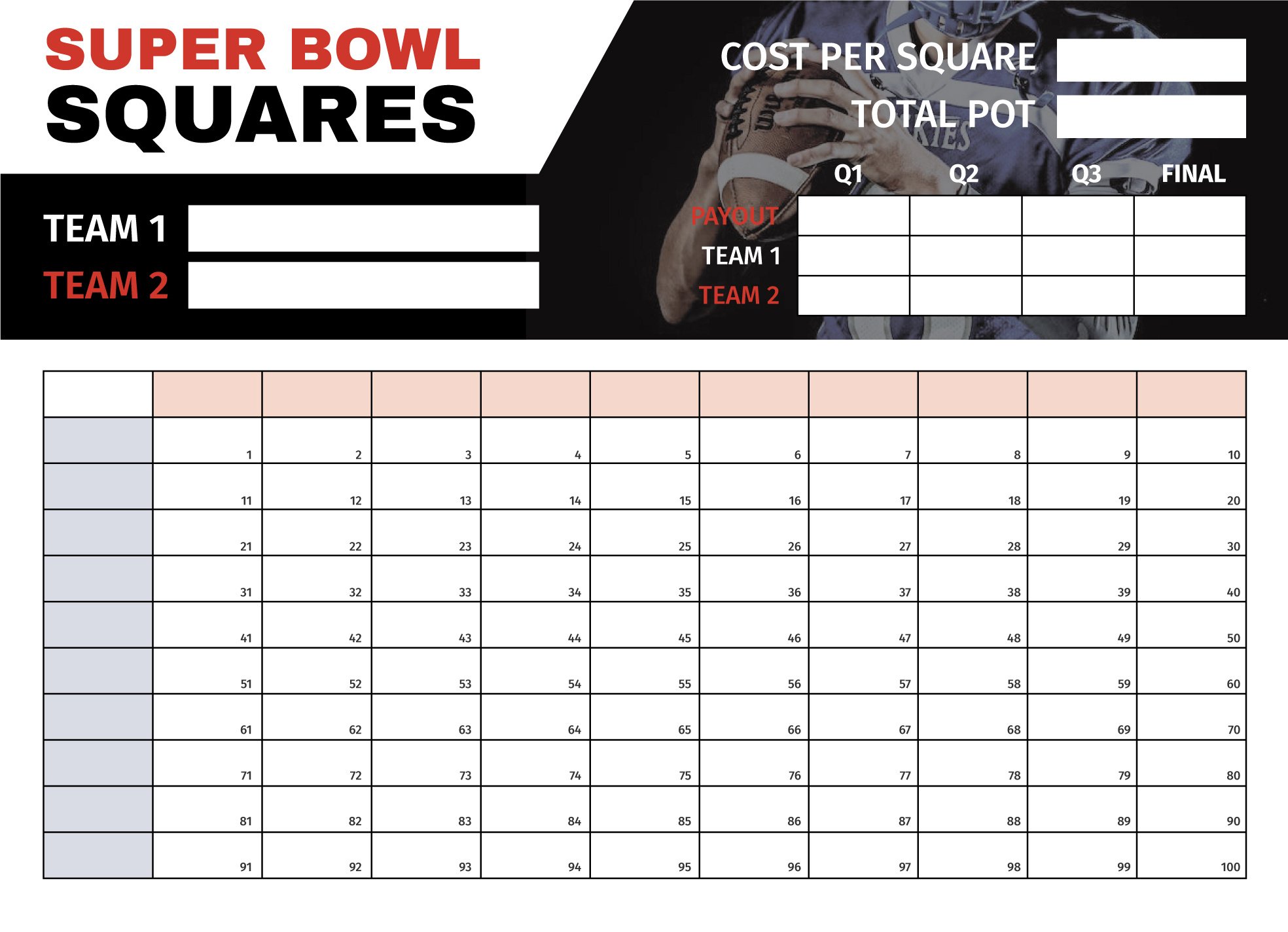 Super Bowl Squares 2026 Free Google Docs Template - Gdoc.io within 2026 Super Bowl Squares Printable