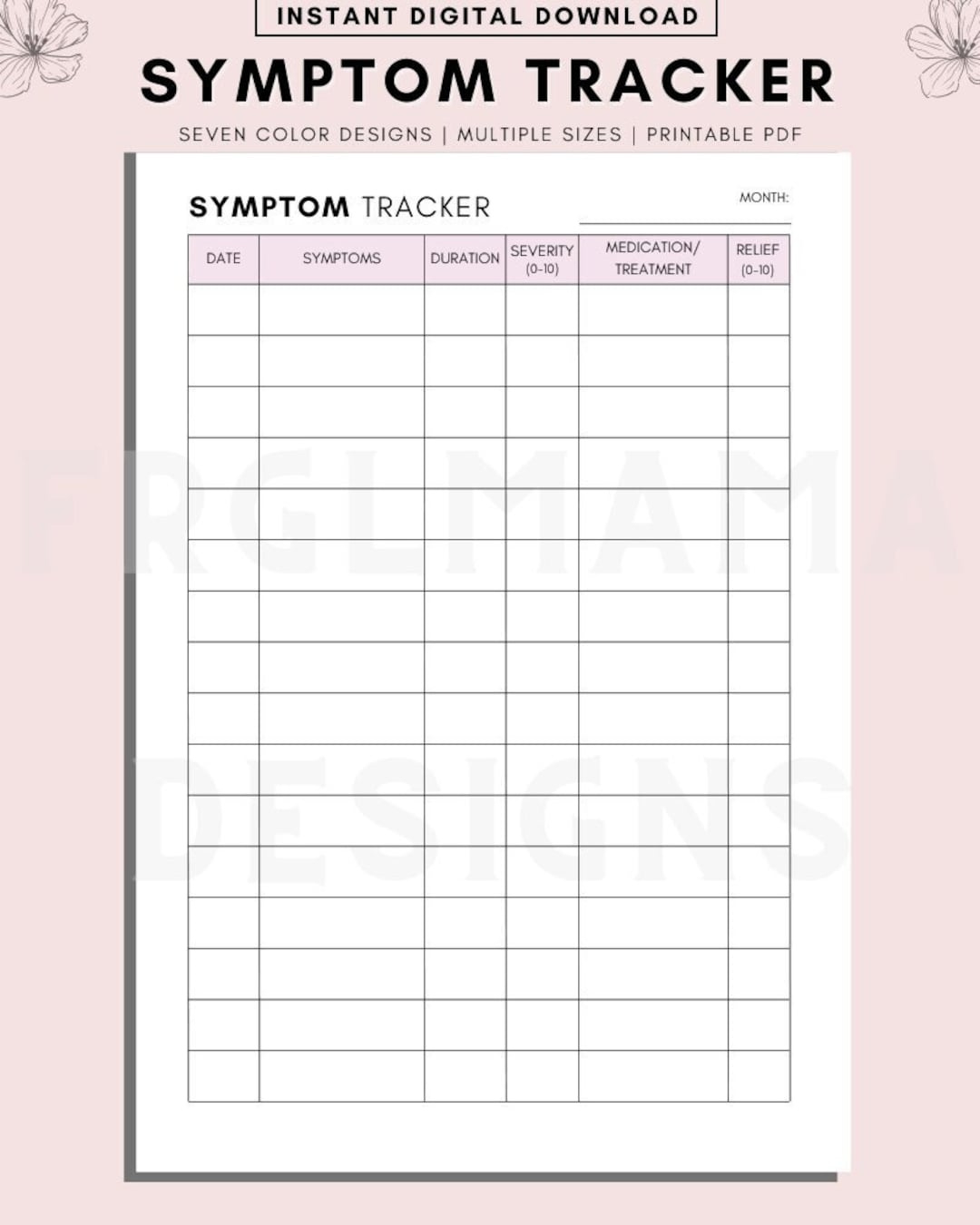 Symptom Tracker Printable: Menopause, Headache, Wellness Diary with regard to Menopause Symptom Tracker Printable