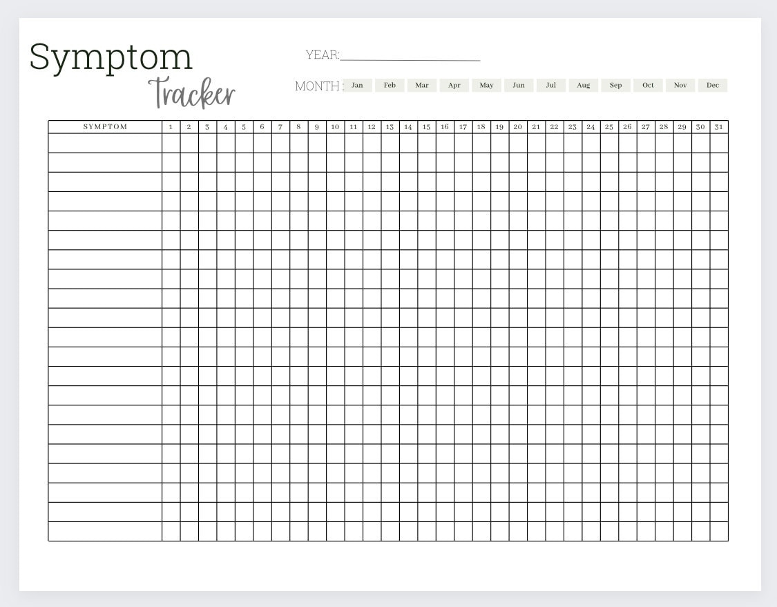 Symptom Tracker,Printable Medical Planner,Medical Diary,Medication pertaining to Printable Ms Symptom Tracker