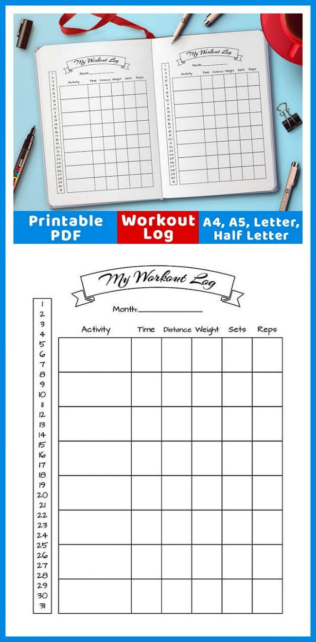 The Digital Download Shop in Bullet Journal Exercise Tracker Printable
