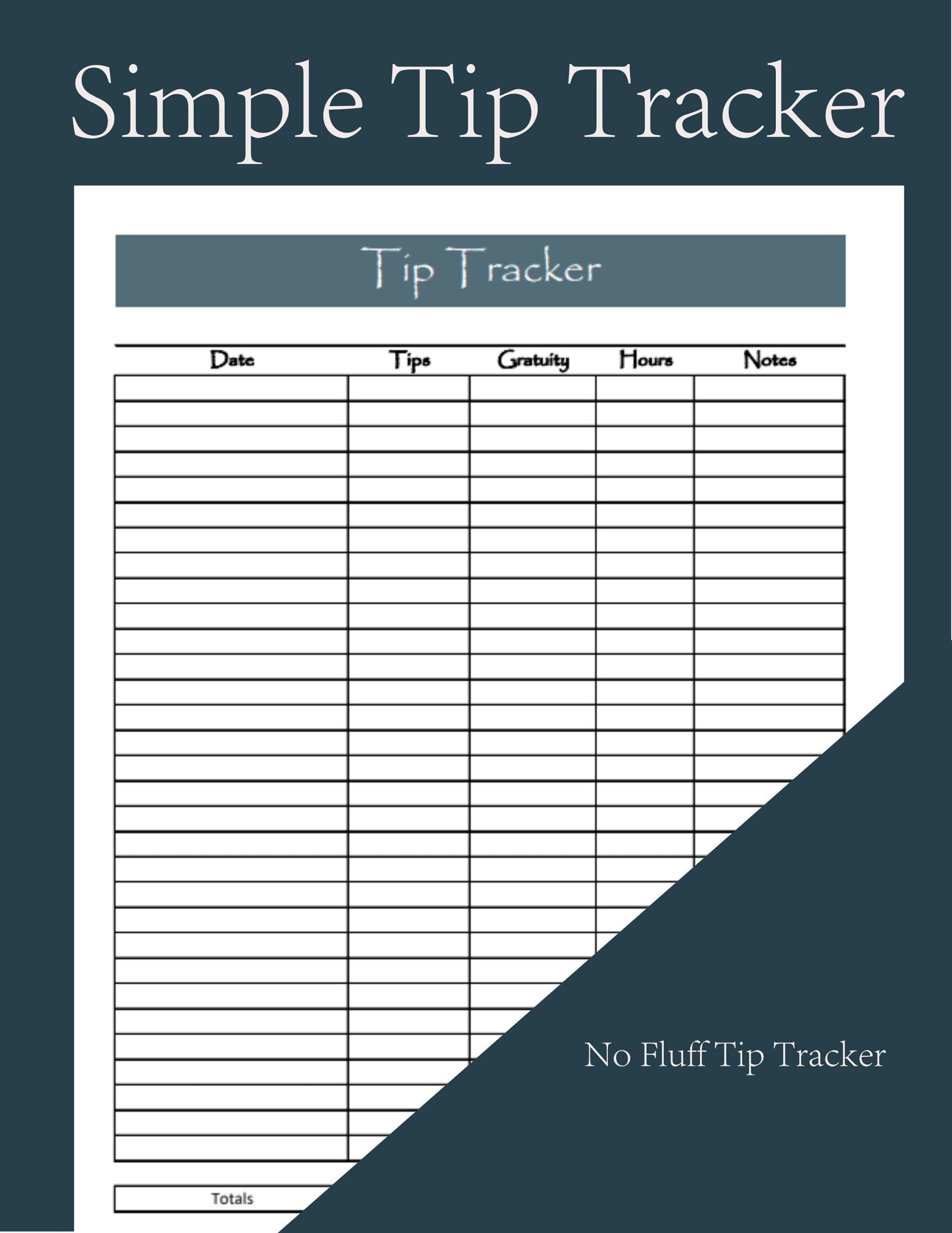Tip Tracker | Bartender Tips | Server Tips | Tip Log - Etsy intended for Free Printable Tip Tracker