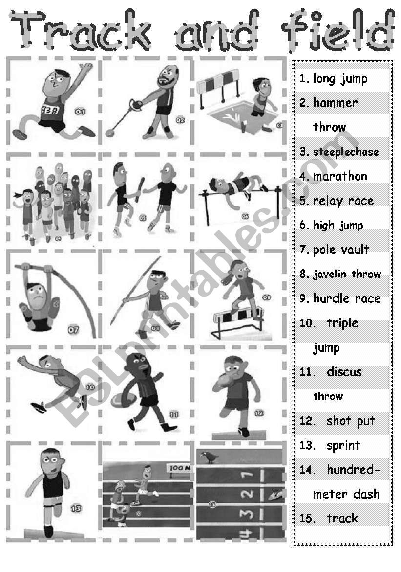 Track & Field - Esl Worksheetevgenia K. for Track and Field Printable Worksheets