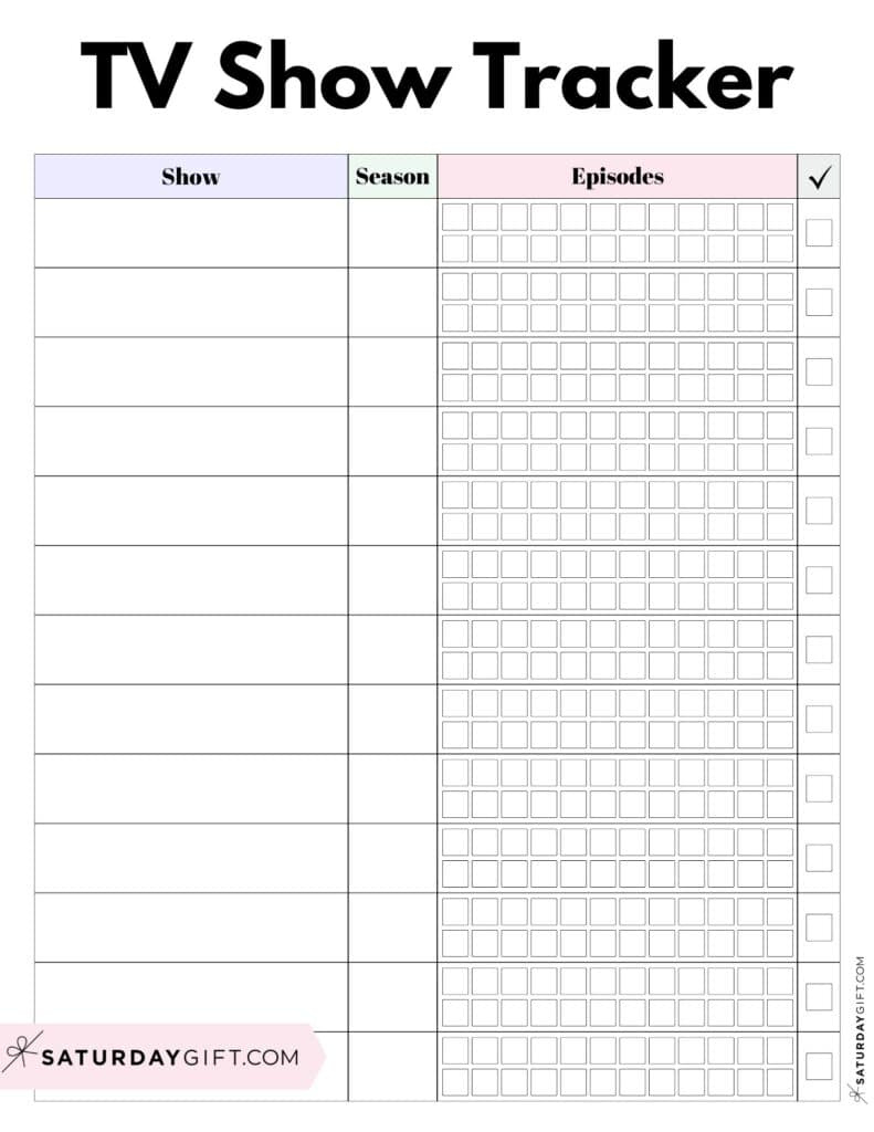 Tv Show Tracker Templates — 23 Cute Free Printables pertaining to Tv Series Tracker Free Printable