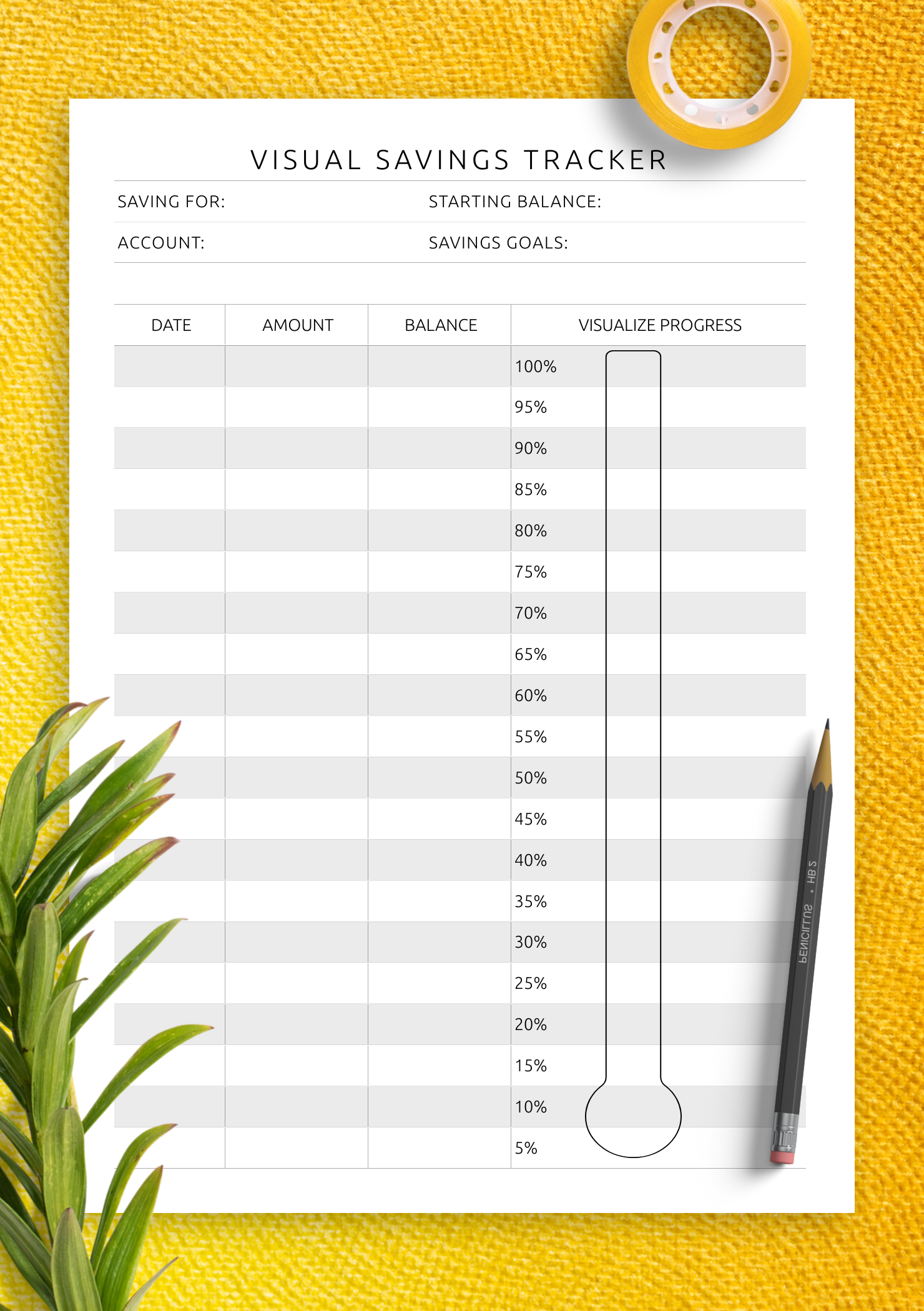 Visual Savings Tracker Template – Fun &amp;amp; Easy Goal Tracking within Money Savings Tracker Printable