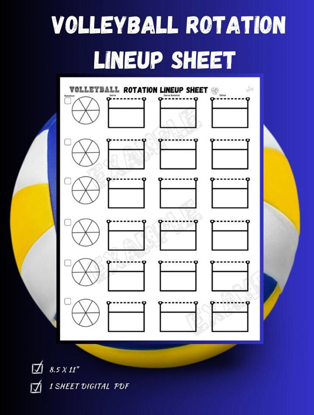 Volleyball Rotation Lineup Sheet For Volleyball Coach 8.5X11 throughout Volleyball Rotation Tracker Printable