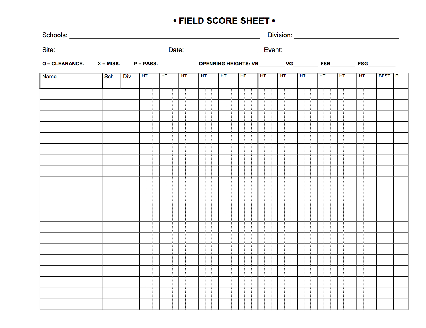 Volunteer Instructions intended for Free Printable Track And Field Score Sheets