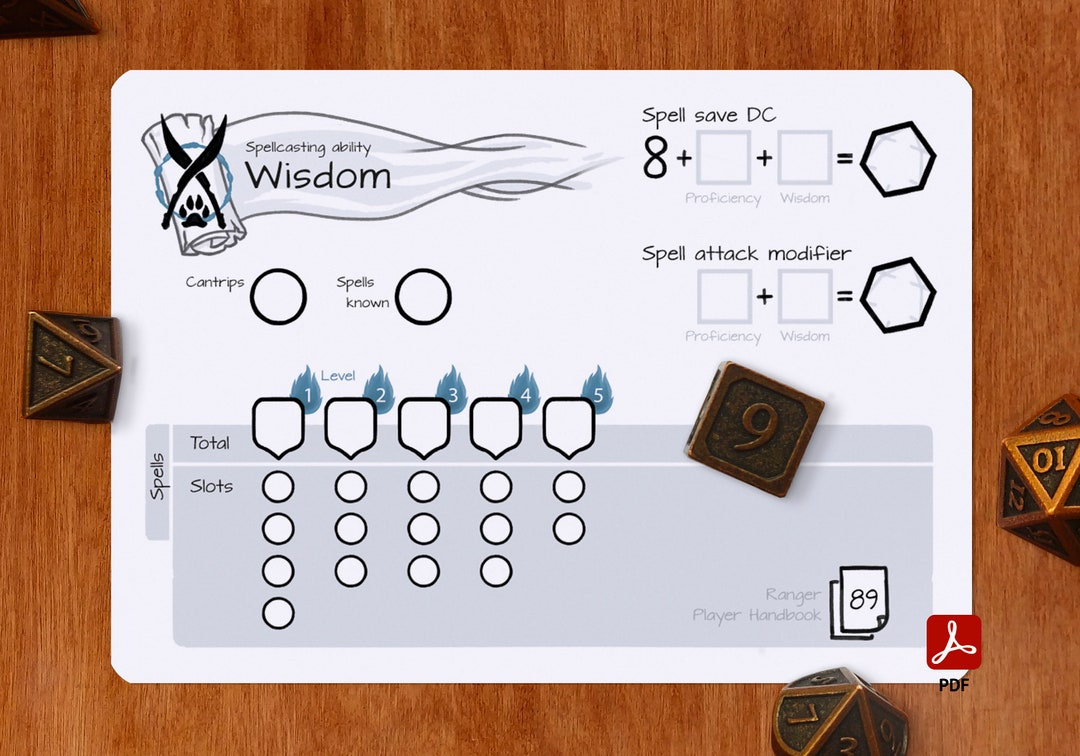 Waldläufer Spell Slot Tracker – Dnd 5E | Pdf - Etsy.de pertaining to Spell Slot Tracker Printable