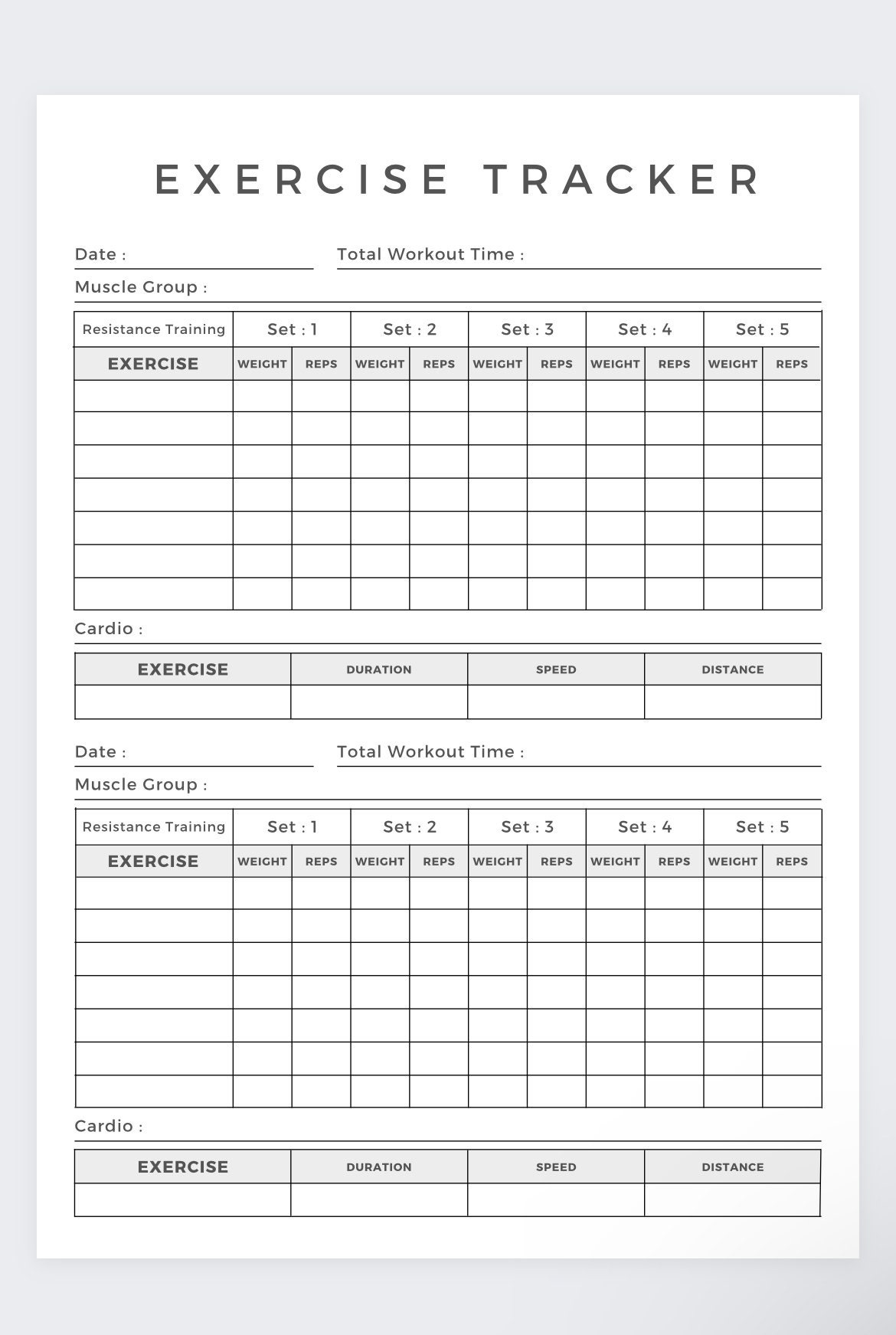 Weekly Fitness Tracker Printable Tracker Di Esercizi, Tracker Di regarding Exercise Tracker Printable