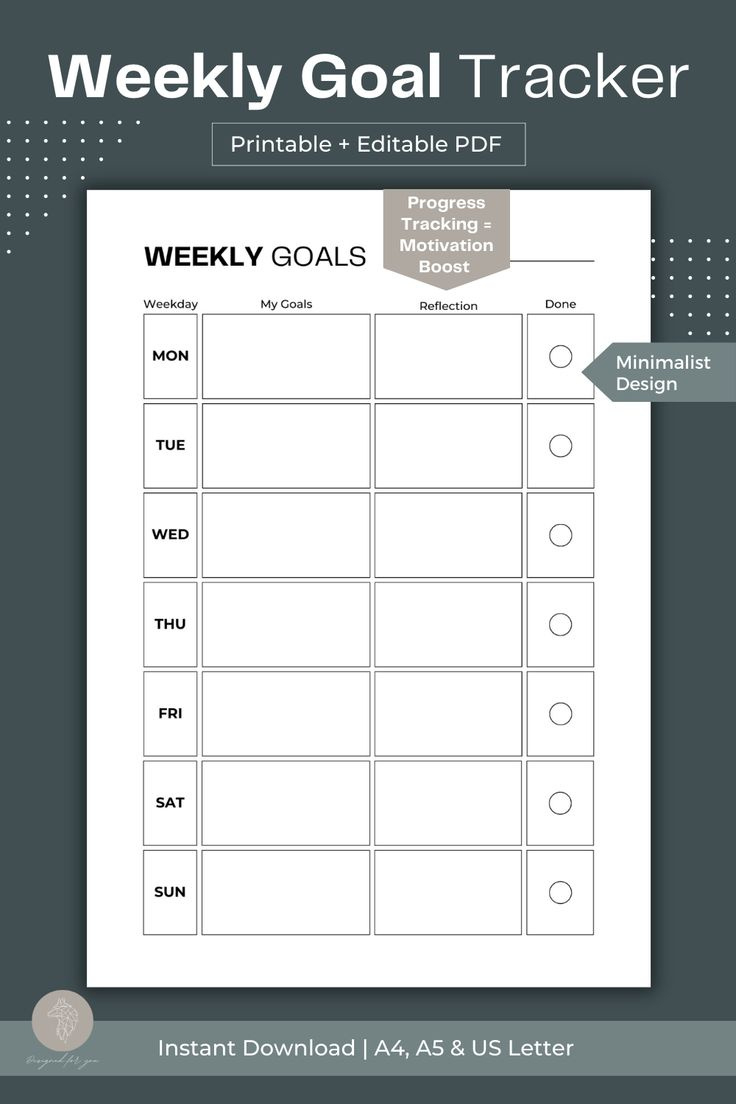 Weekly Goal Tracker intended for Weekly Goal Tracker Printable