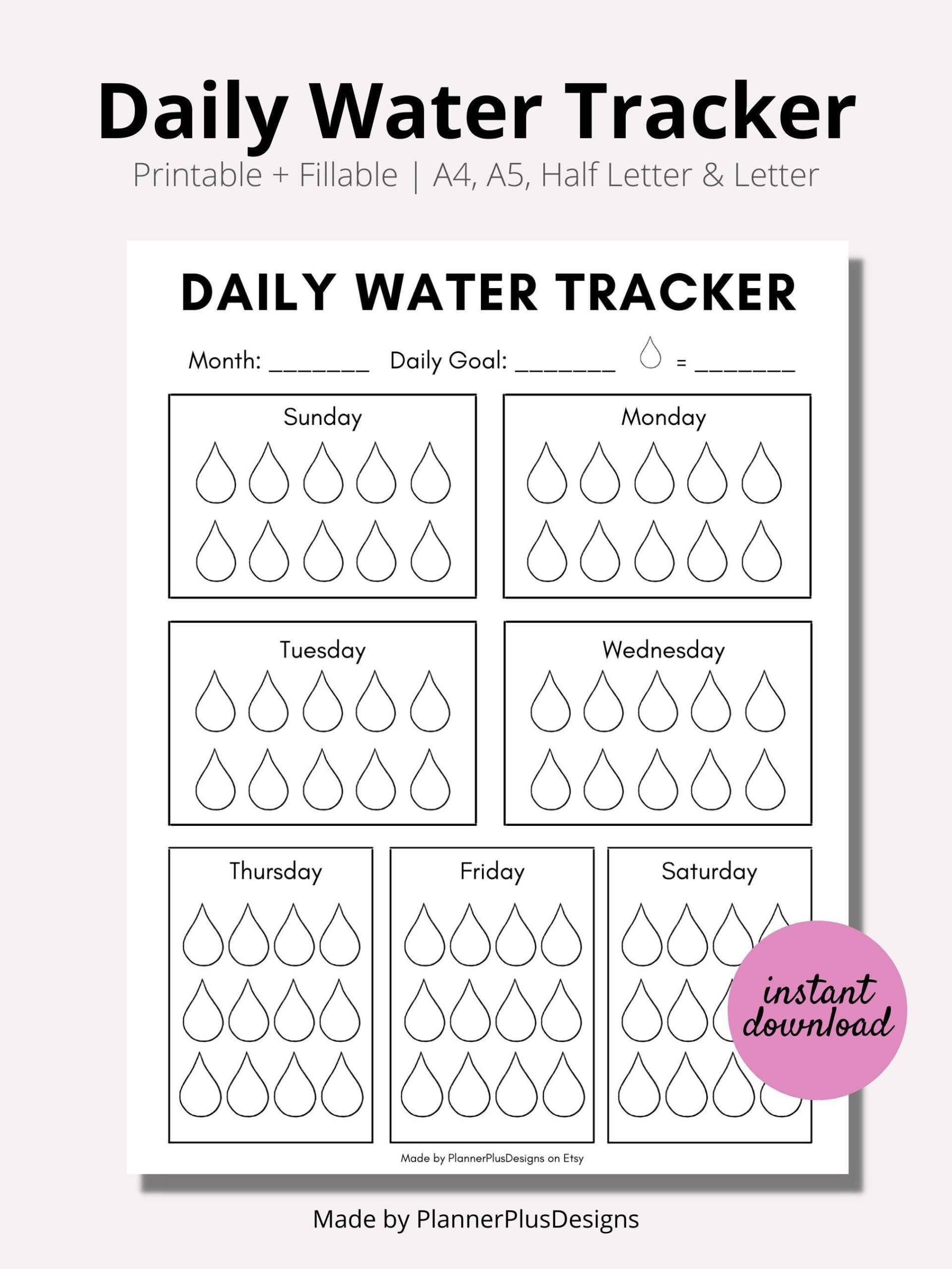 Weekly Water Intake Tracker - Water Tracker Printable - Minimal pertaining to Printable Water Intake Tracker