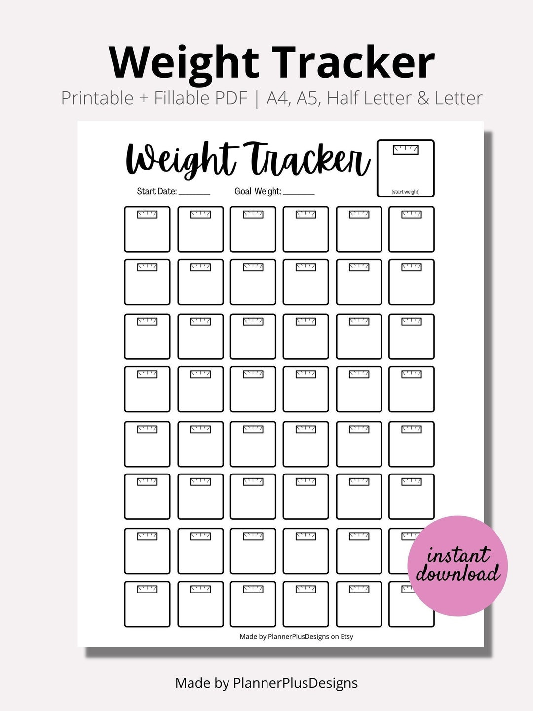Weight Loss Tracker Journal Printable, Weight Loss Chart, Weight intended for Printable Weight Chart Tracker