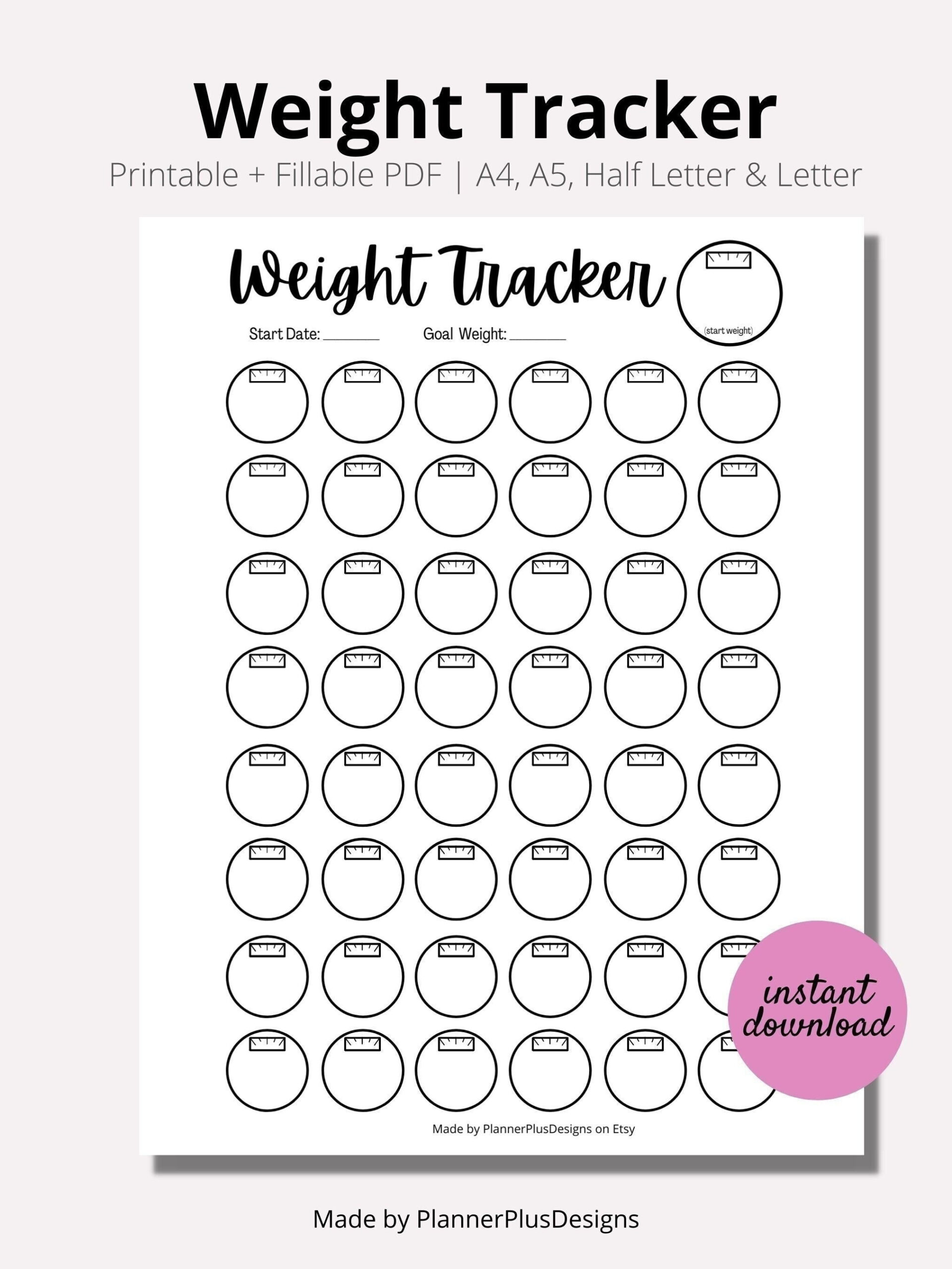 Weight Loss Tracker Journal Printable, Weight Loss Chart, Weight regarding Weight Chart Tracker Printable