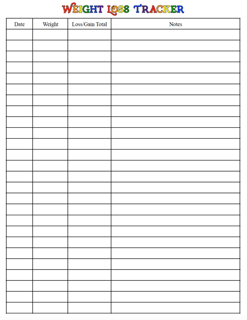 Weight Loss Tracker Printables {Free}: Multiple Options To Fill within Weight Tracking Calendar Printable