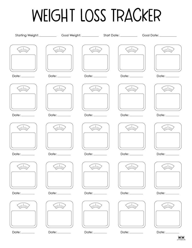 Weight Loss Trackers - 29 Free Printables | Printabulls intended for Daily Weight Loss Tracker Printable