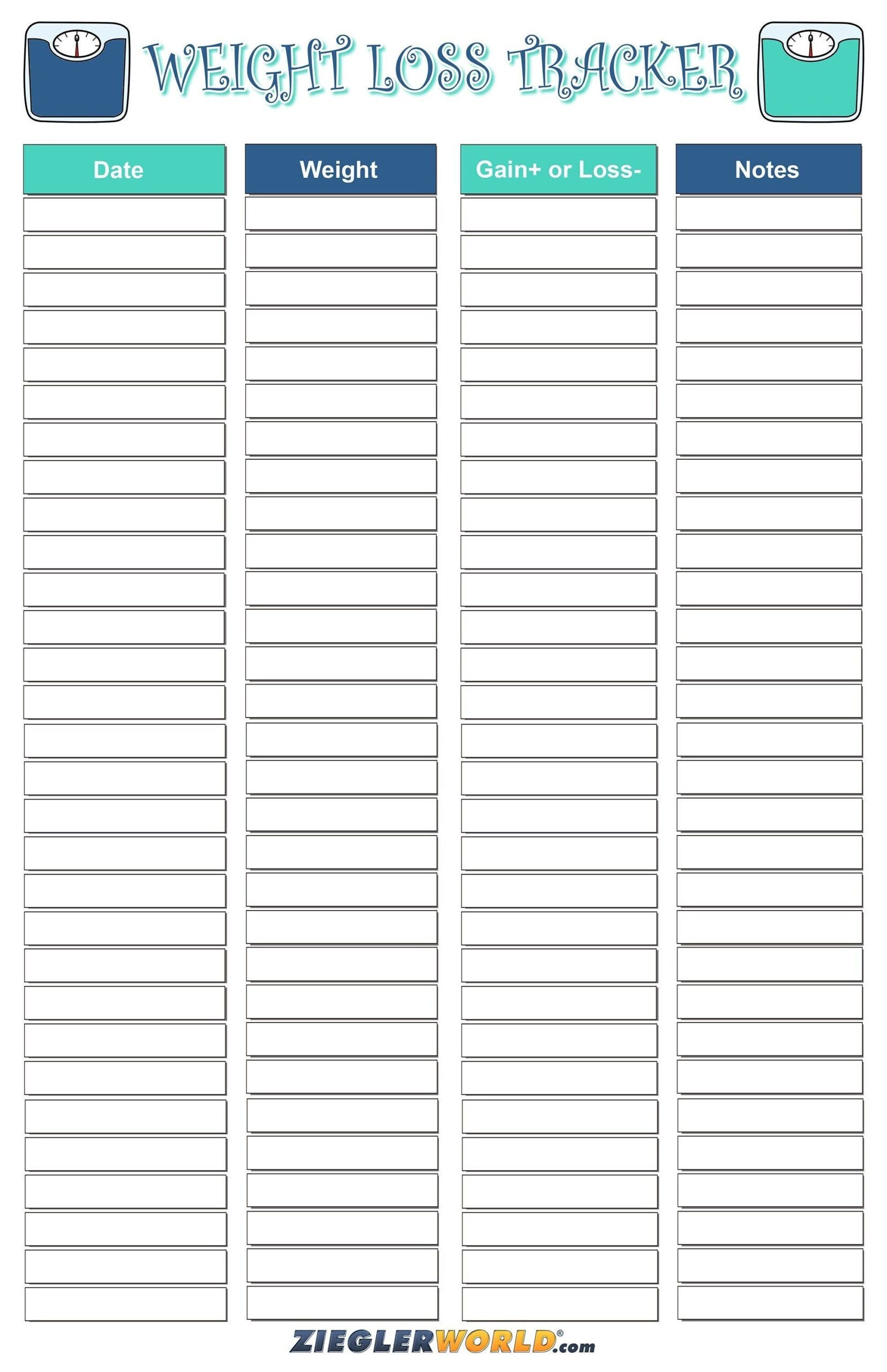 Weight Progress Tracker Digital Download Printable Weight Tracker throughout Printable Weight Chart Tracker