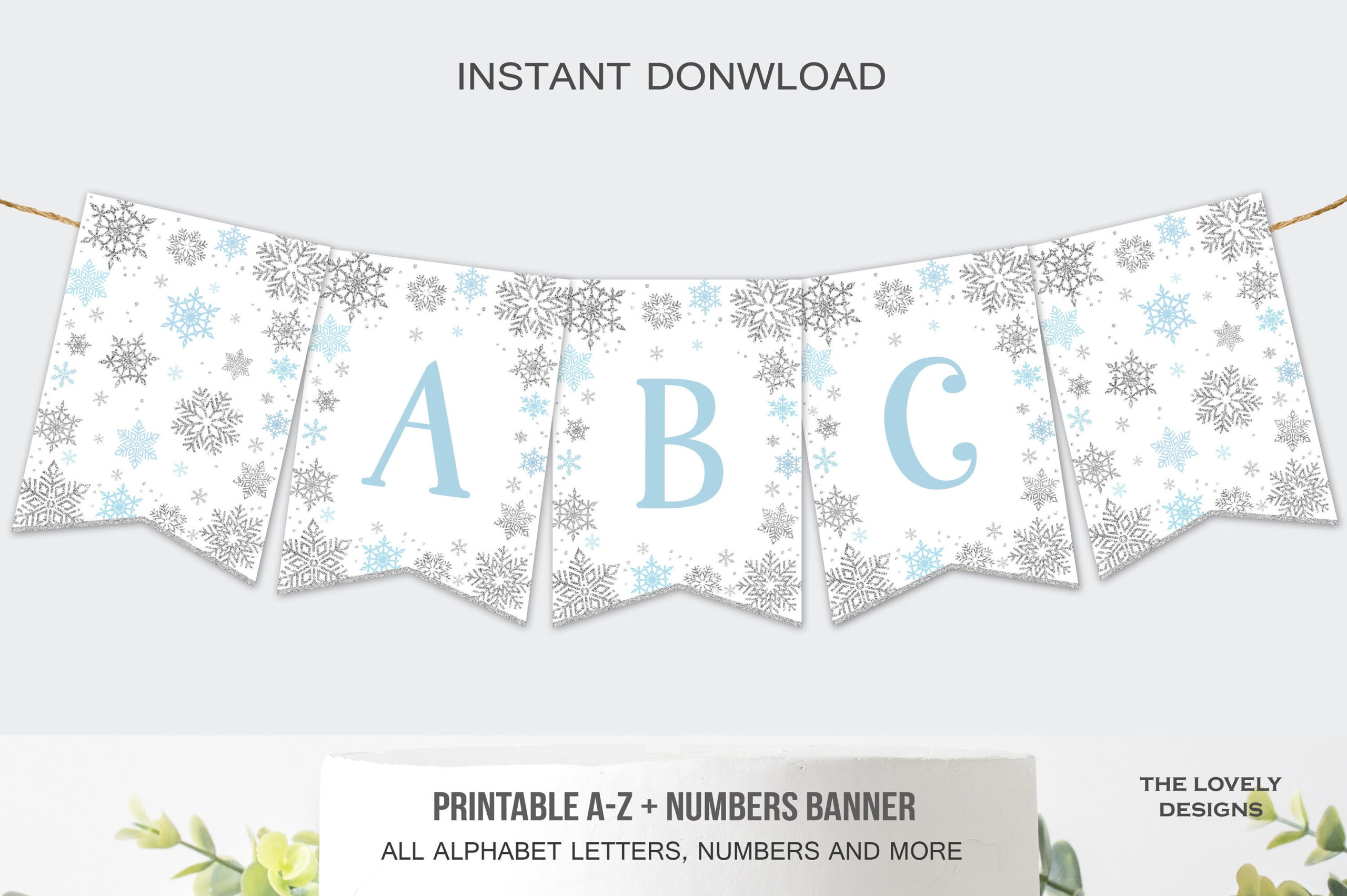 Winter Banner A-Z Alphabet Numbers Winter Wonderland Bunting regarding Winter Wonderland Letters Printable
