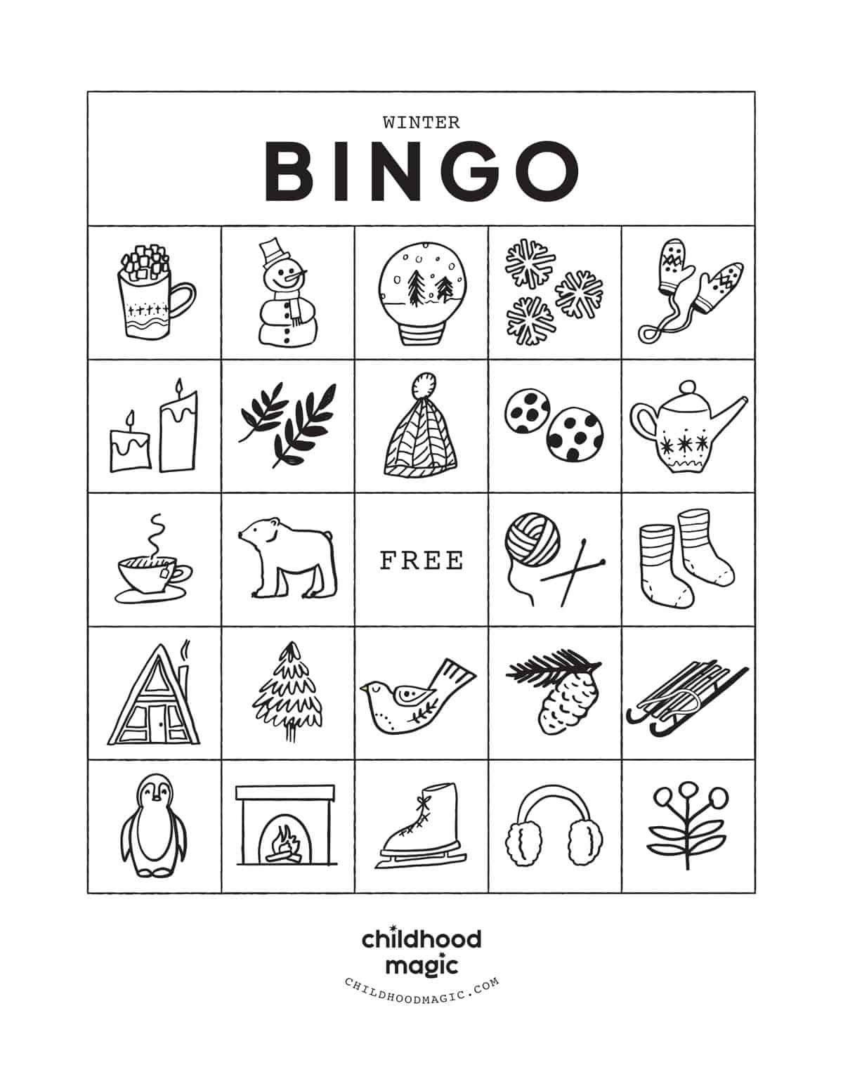 Winter Bingo - Childhood Magic for Winter Themed Bingo Printable