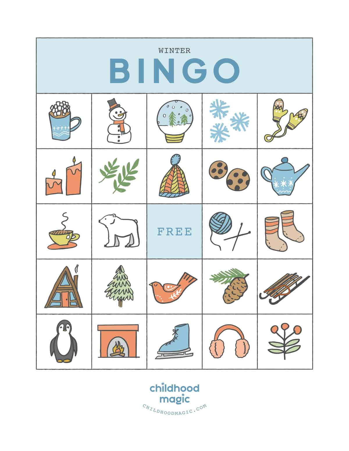 Winter Bingo - Childhood Magic in Free Winter Bingo Printable Cards