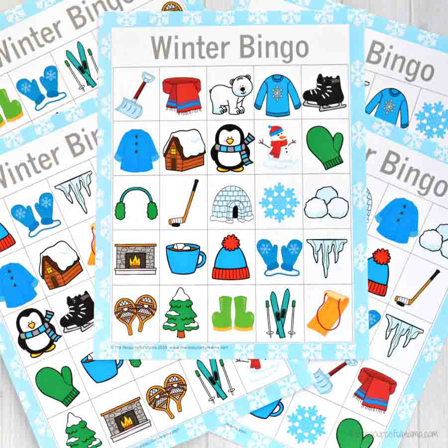 Winter Bingo Game - The Resourceful Mama for Printable Winter Themed Bingo Cards