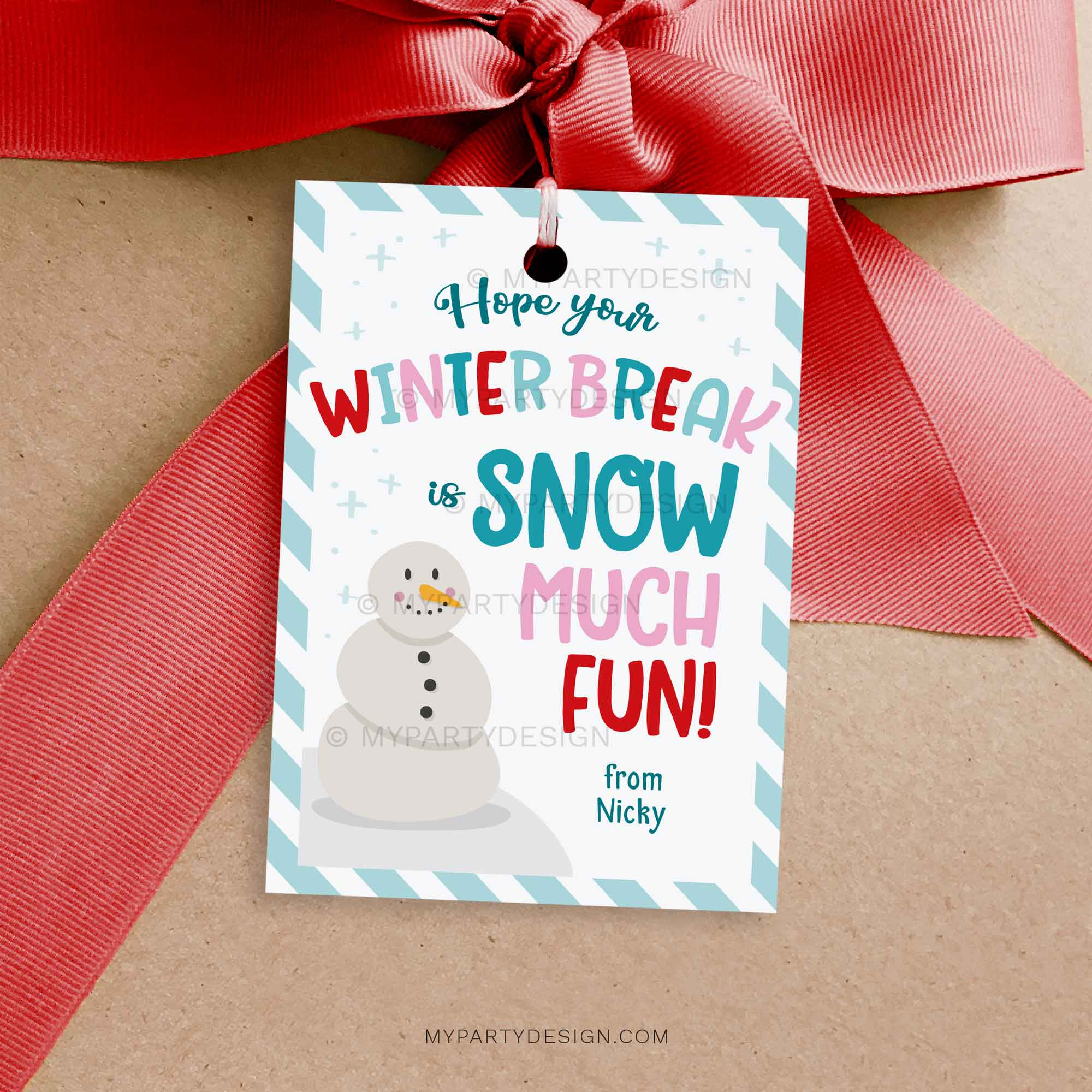 Winter Break Snow Much Fun Gift Tag, Printable Pdf - My Party Design with regard to Winter Gift Tags Printable