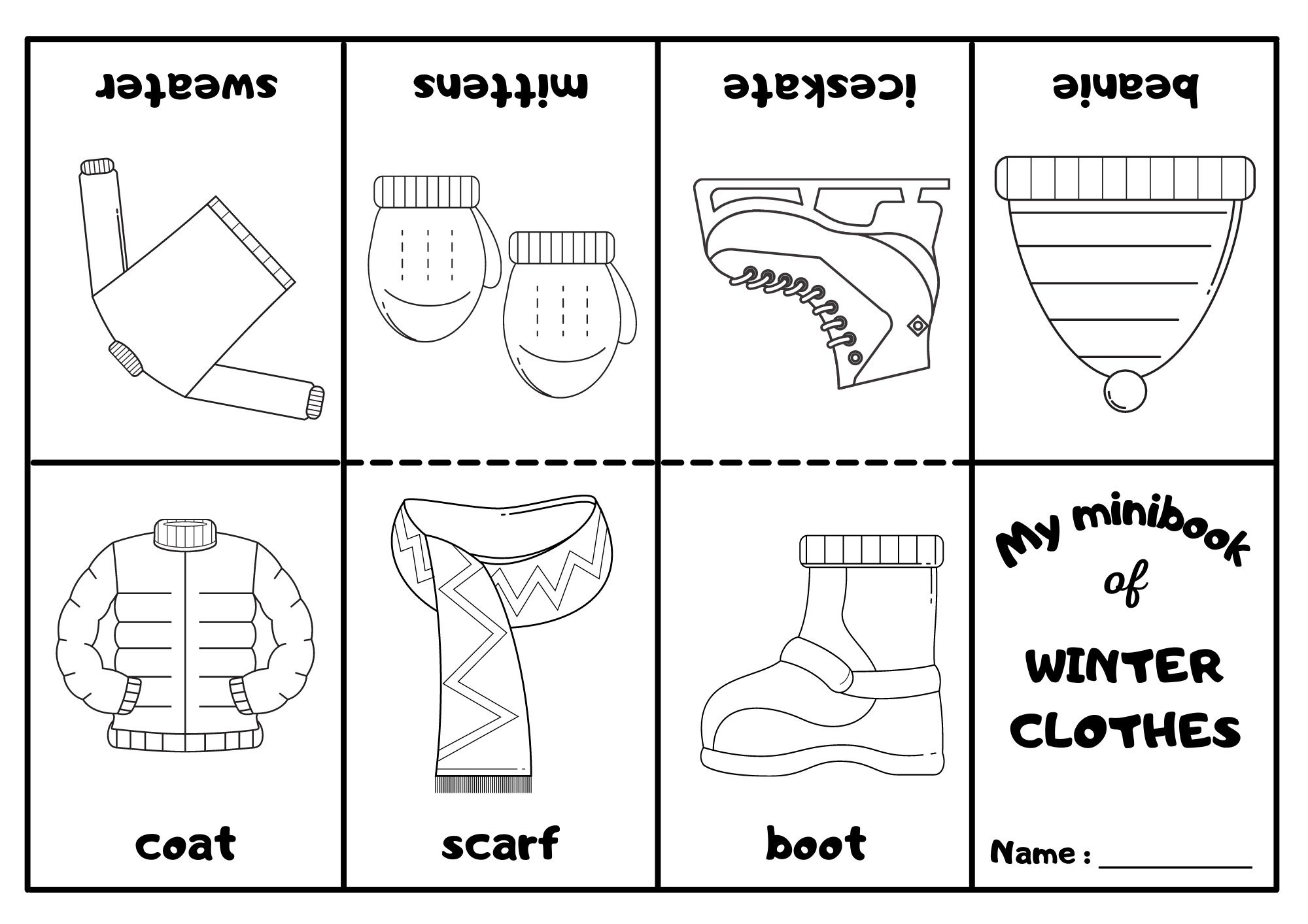 Winter Clothes Mini Coloring Book - Ezpzlearn with Winter Clothes Printables Preschool