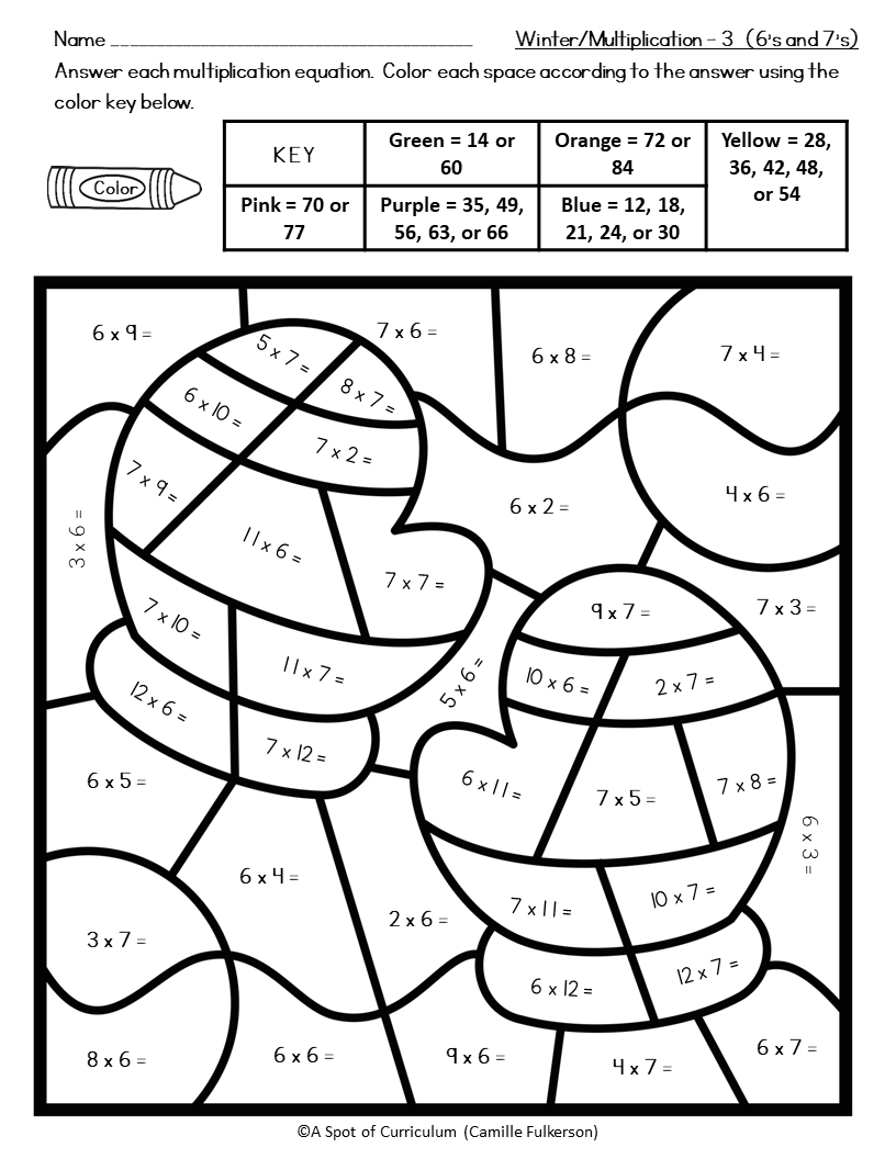Winter Coloring Pages - Multiplication Colornumber - Classful pertaining to Color By Number Multiplication Winter Free Printable
