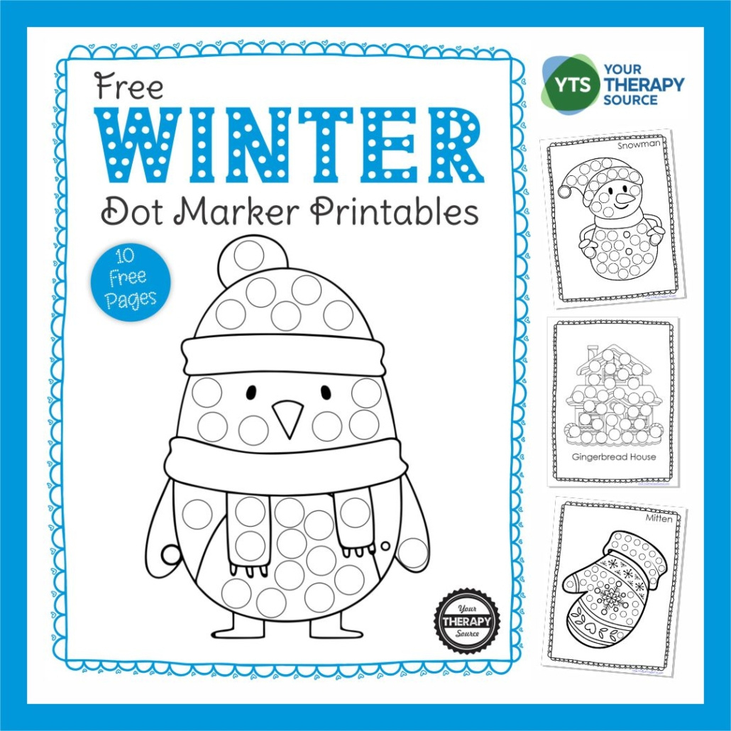 Winter Dot Art - Free Printable Packet - Your Therapy Source for Winter Dot Art Free Printables