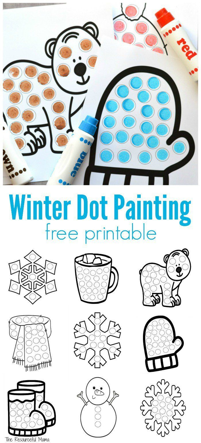 Winter Dot Painting {Free Printable} inside Winter Dot Painting Printables