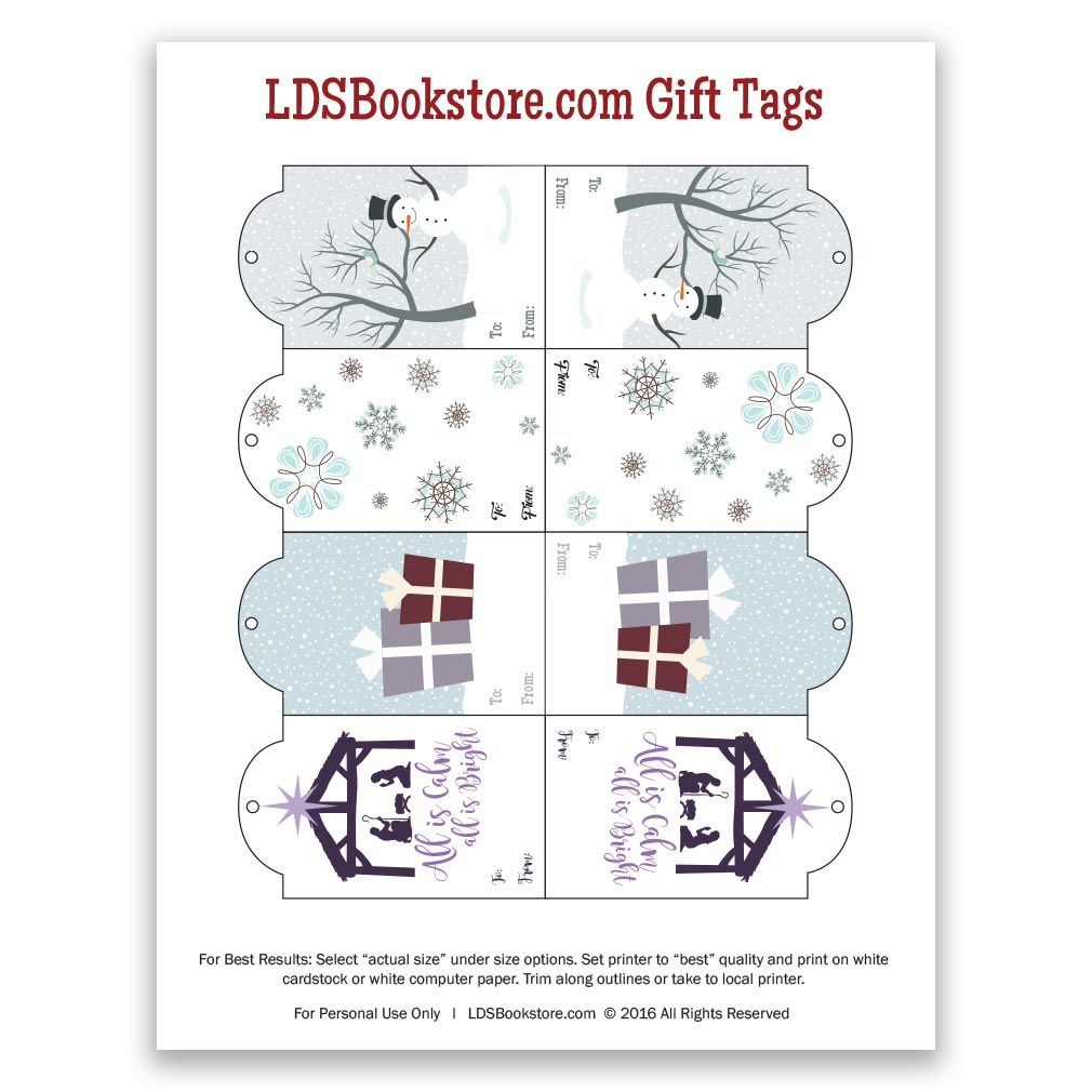 Winter Lds Christmas Gift Tags - Digital Download In Lds Holiday with Winter Gift Tags Printable