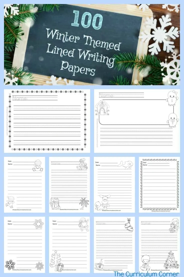 Winter Lined Writing Papers - The Curriculum Corner 123 for Winter Writing Paper Printable Free