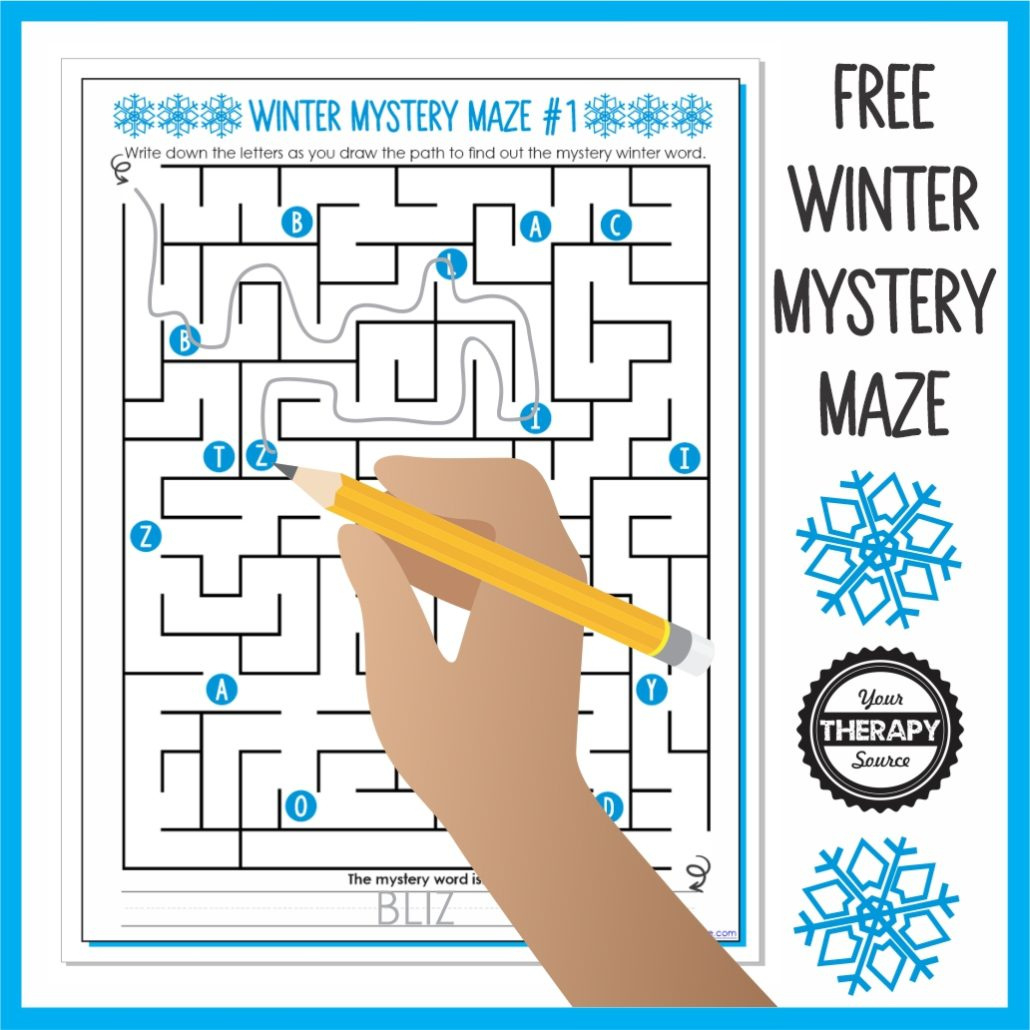Winter Maze - Free Printable Worksheet - Your Therapy Source regarding Free Printable Winter Maze