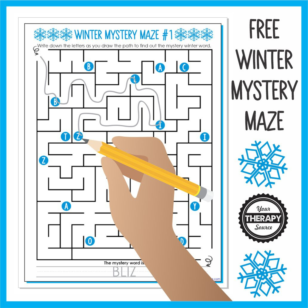 Winter Maze - Free Printable Worksheet - Your Therapy Source with regard to Winter Maze Printable Free