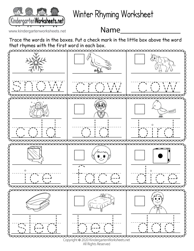 Winter Rhyming Worksheet - Free Printable, Digital, &amp;amp; Pdf throughout Kindergarten Winter Worksheets Printable