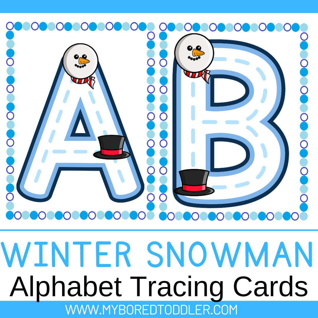 Winter-Snowman-Alphabet-Tracing-Cards-Uppercase-Toddler-Preschool in Printable Winter Alphabet Letters