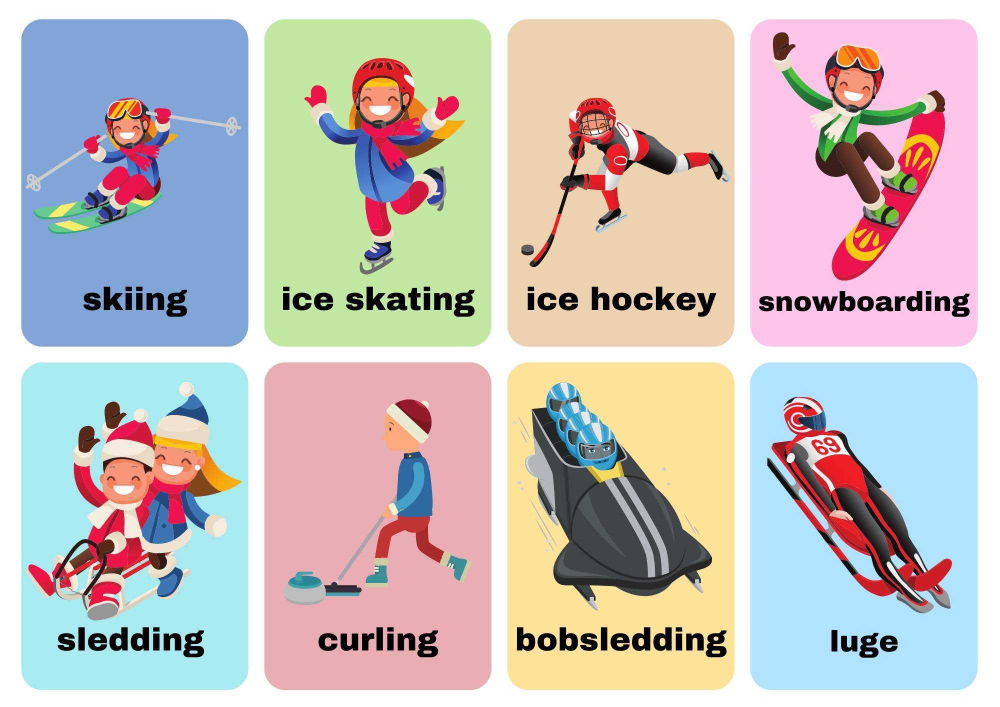 Winter Sports Flashcards View Online Or Download Pdf - Ezpzlearn with regard to Winter Flashcards Free Printable