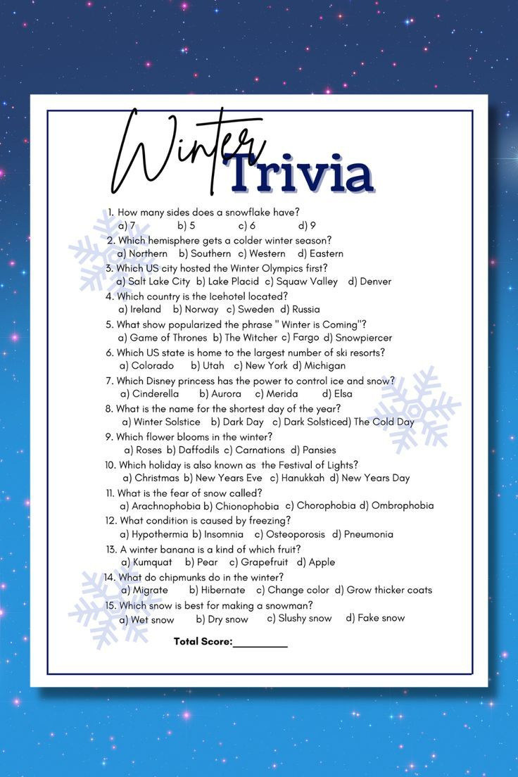 Winter Trivia| Winter Trivia For Kids| Trivia Questions And with regard to Free Printable Winter Trivia