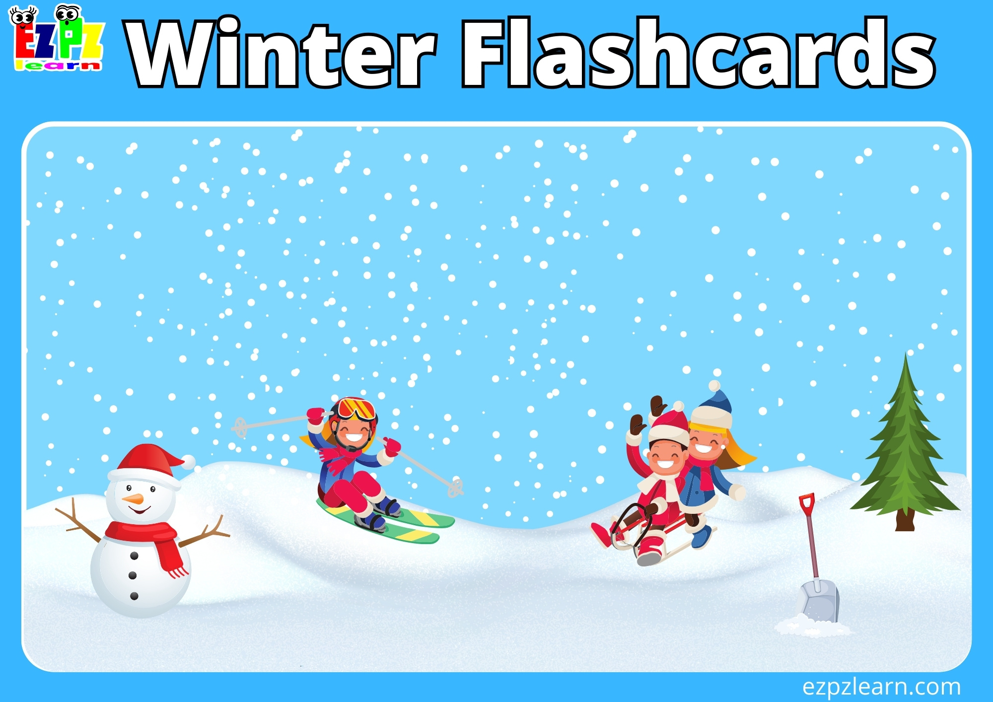 Winter Vocabulary Flashcards For Kindergarten And English Language in Winter Flashcards Free Printable