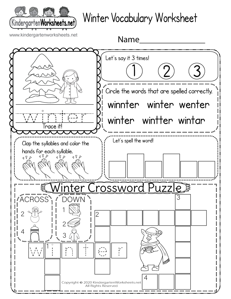 Winter Vocabulary Worksheet - Free Printable, Digital, &amp;amp; Pdf in Kindergarten Winter Worksheets Printable