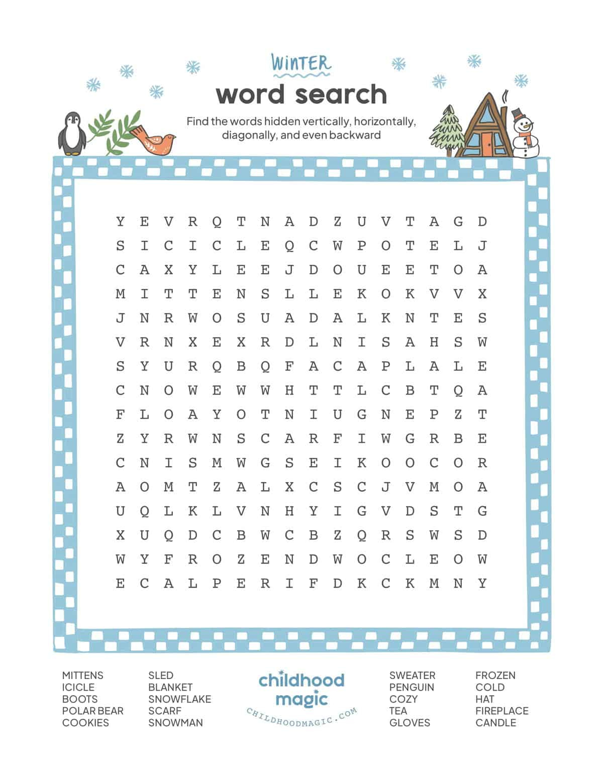 Winter Word Search - Childhood Magic pertaining to Winter Word Find Printable