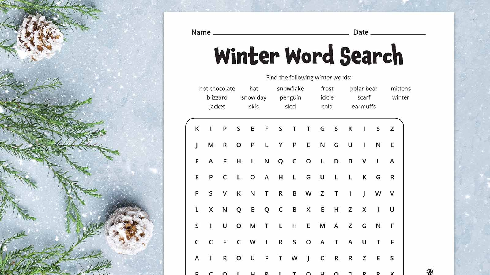 Winter Word Search: Free Printable Worksheet Plus Answer Key intended for Free Printable Word Search Winter