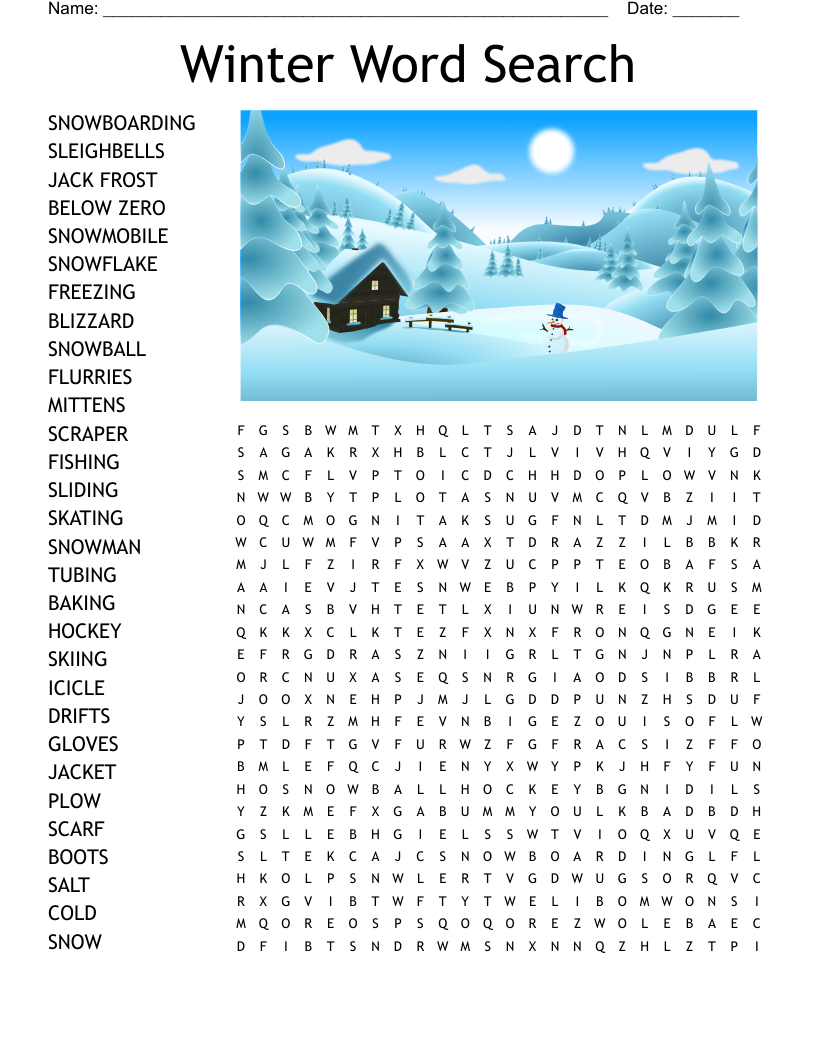 Winter Word Search - Wordmint regarding Free Printable Word Search Winter