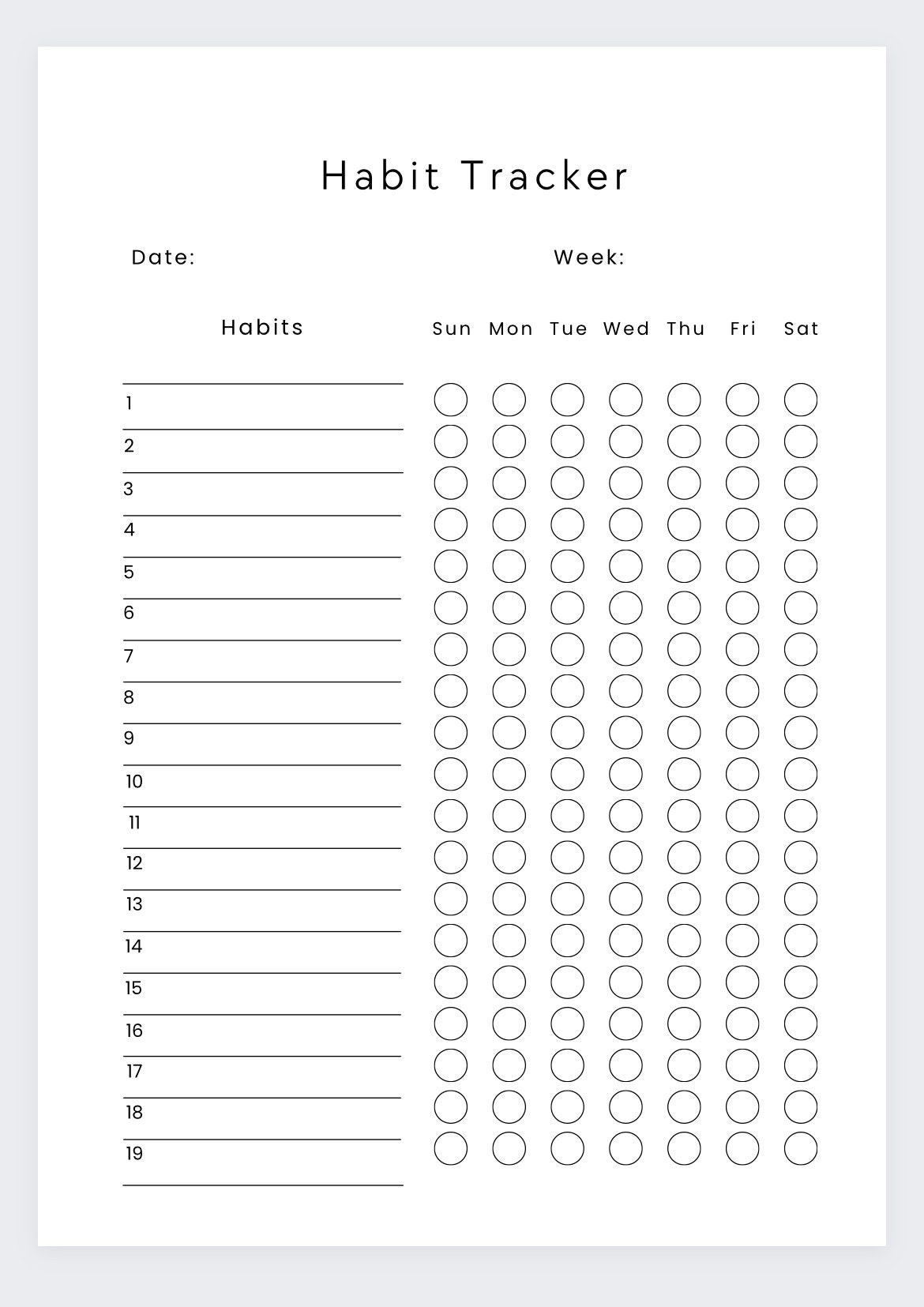 Wöchentlicher Habit Tracker Zum Ausdrucken: Pdf-Vorlage - Etsy.de regarding Blank Habit Tracker Printable