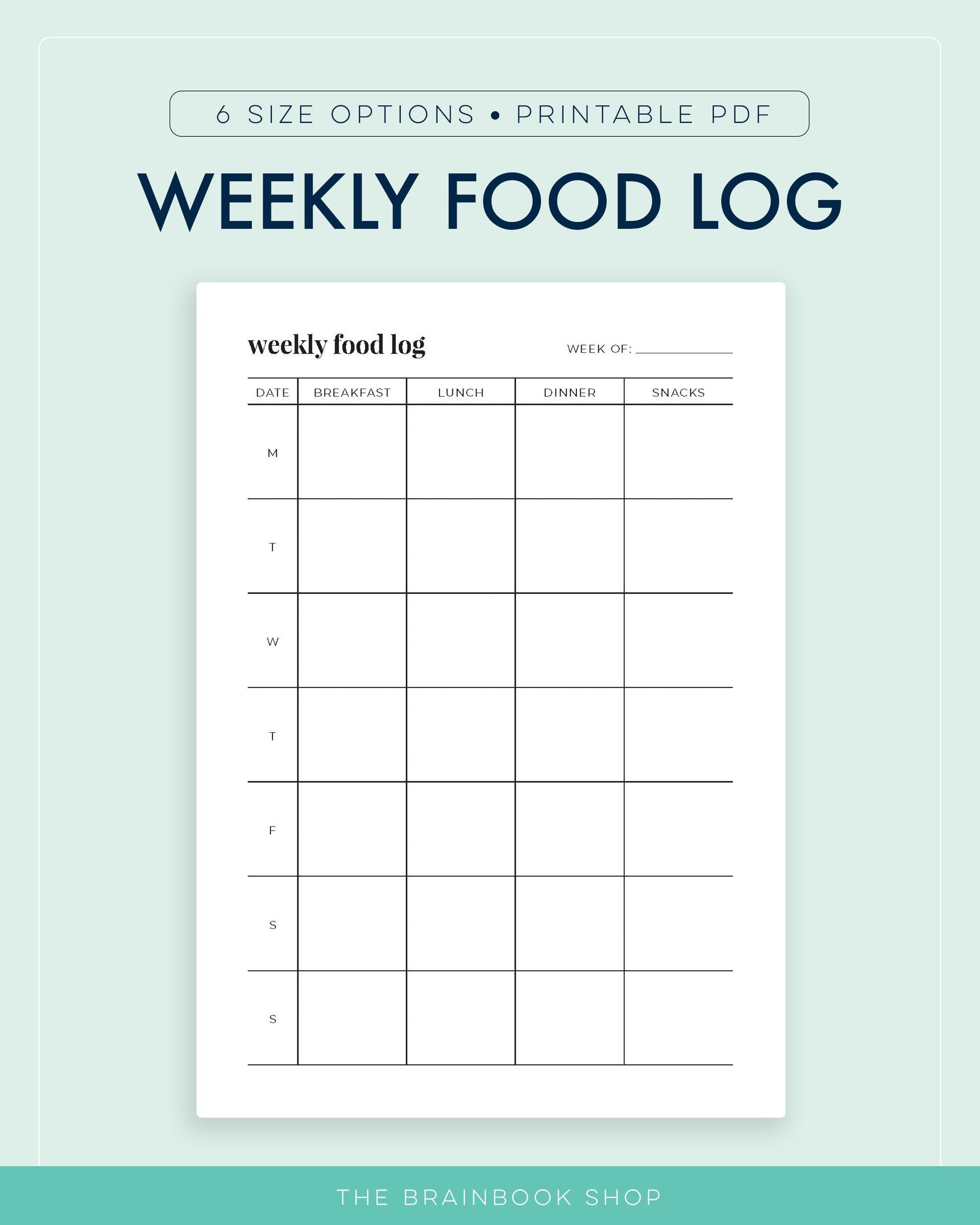Wöchentliches Food Log, Food Journal, Food Tracker Printable || A4 in Food Tracking Chart Printable
