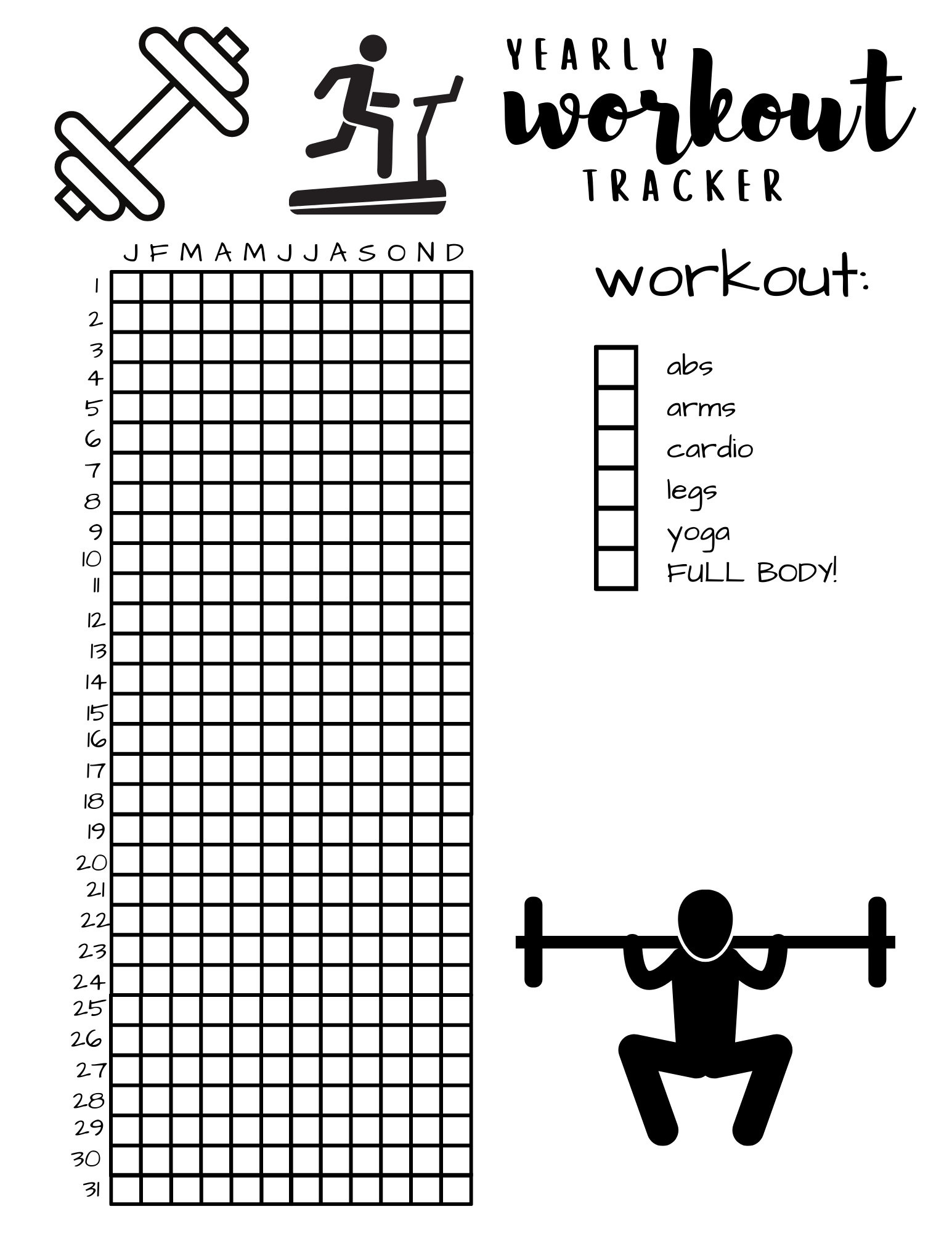 Yearly Workout Tracker - Etsy Canada throughout Yearly Workout Tracker Printable
