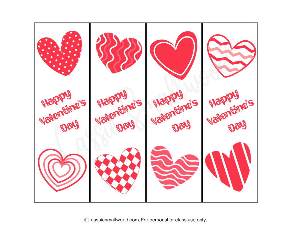 100 Ridiculously Cute Free Printable Valentine Bookmarks - Cassie intended for Printable Valentine Bookmarks