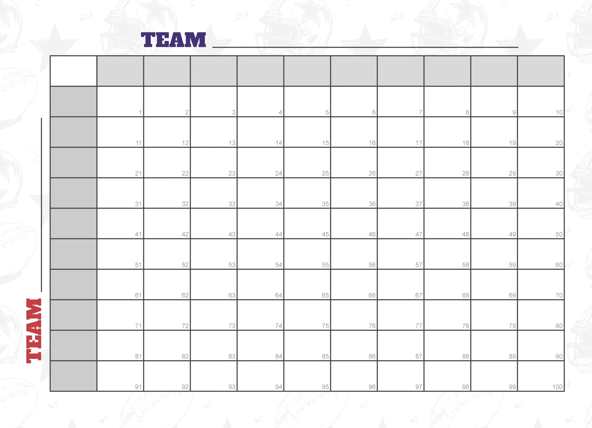 100 Square Grid For The Big Game Free Google Docs Template - Gdoc.io intended for Printable Super Bowl Pool 100 Squares